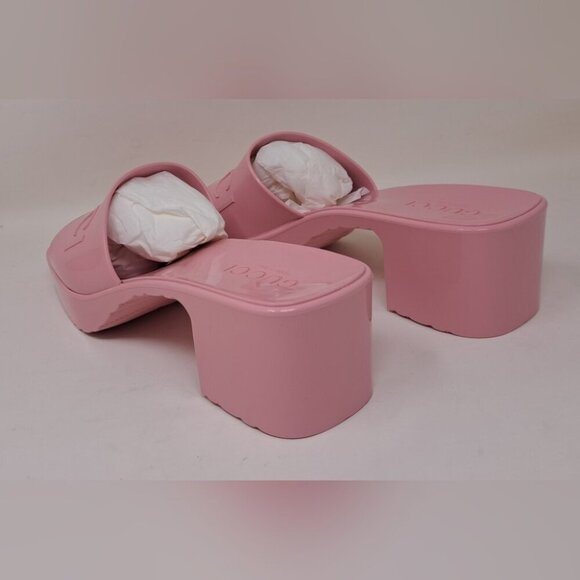 Gucci Women's Jelly Platform Sandals Slides Wild Rose Pink Rubber Size 36 / 6 US - Picture 10 of 16